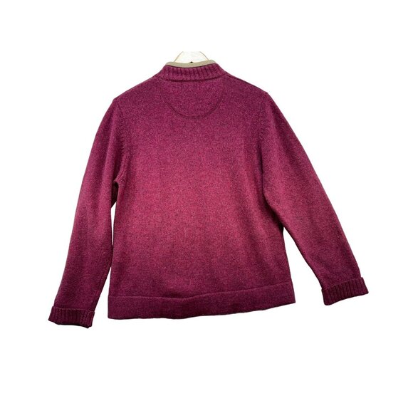Woolrich Womens Wool 1/4 Zip Sweater Size L Mulberry - Picture 9 of 12